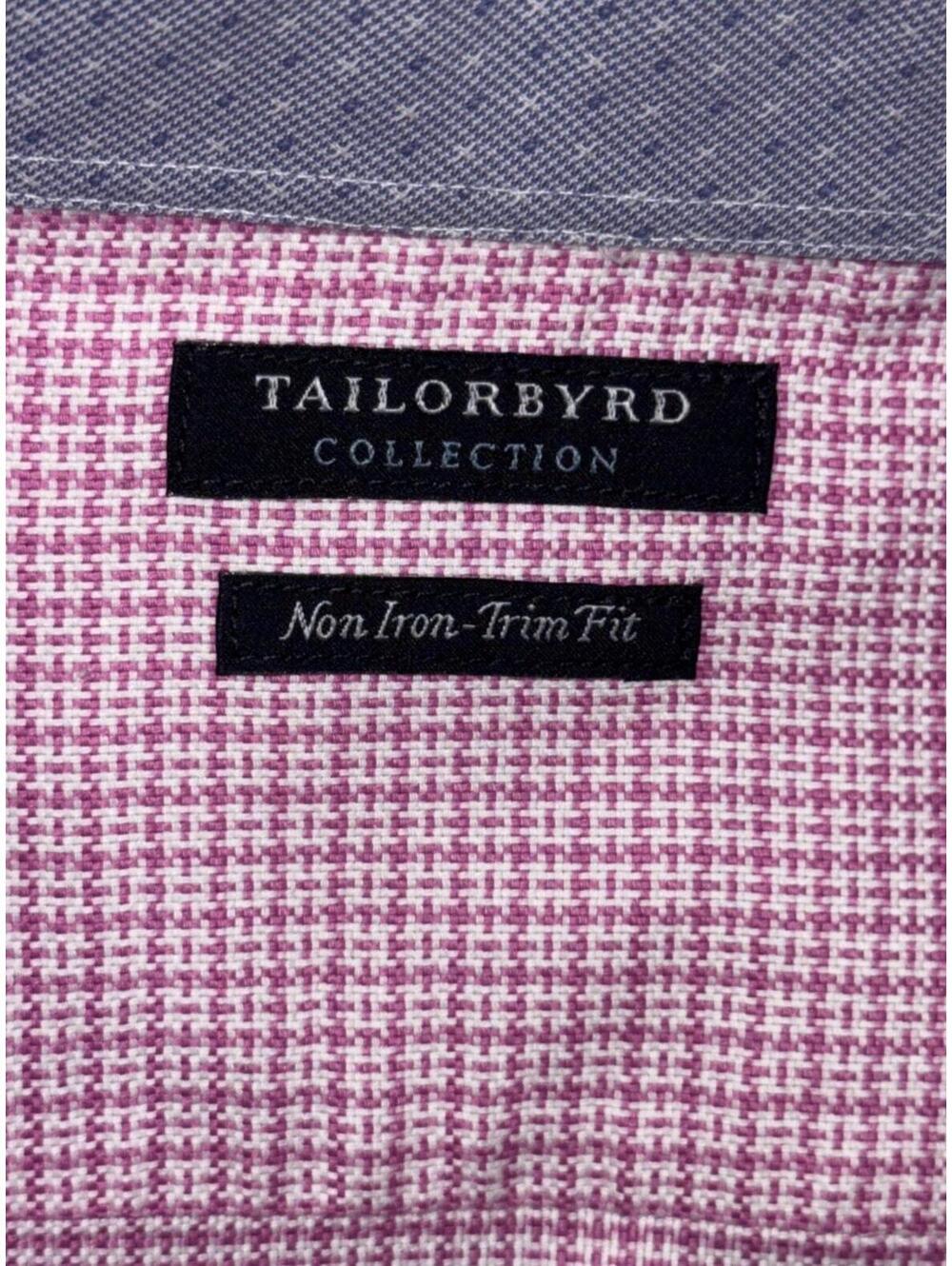 TAILORBYRD Men’s Cotton Non-Iron Trim Fit Shirt In Pink Check-Size 15.5|Medium - Picture 10 of 13